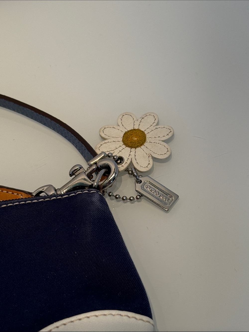 Coach Navy and White Wristlet with Daisy Charm - Picture 7 of 8
